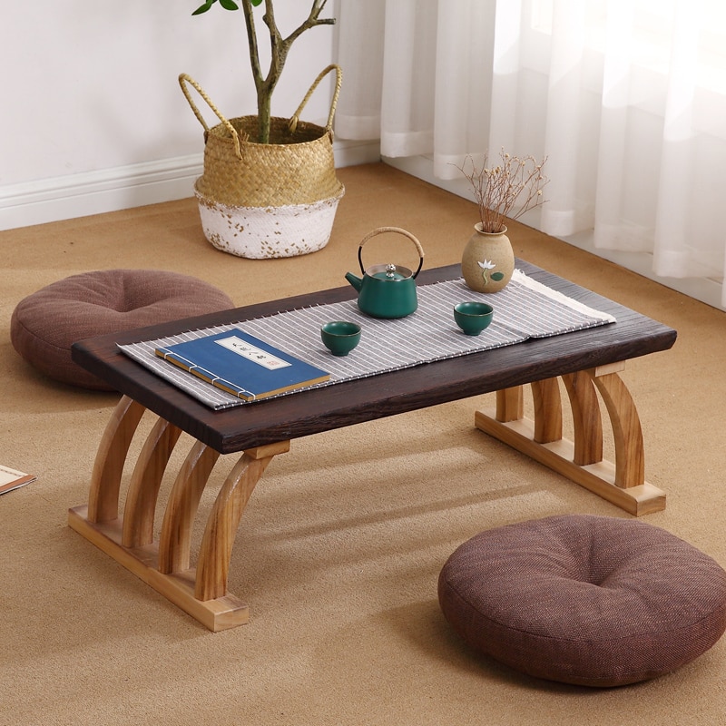 Chinese Lage Theetafel Houten 60X40X30 Cm Woonkamer Bijzettafel Voor Koffie Aziatische Antieke Vloer tatami Thee Tafel F6023
