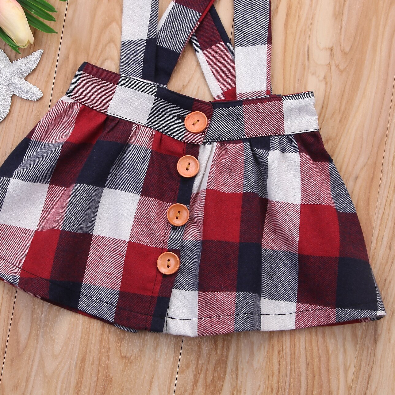 0-4Y Kids Baby Little Girl Skirt Baby Girl Princess Vintage Red Plaid Straps Skirts Cotton Clothes Outfits Girl Skirt