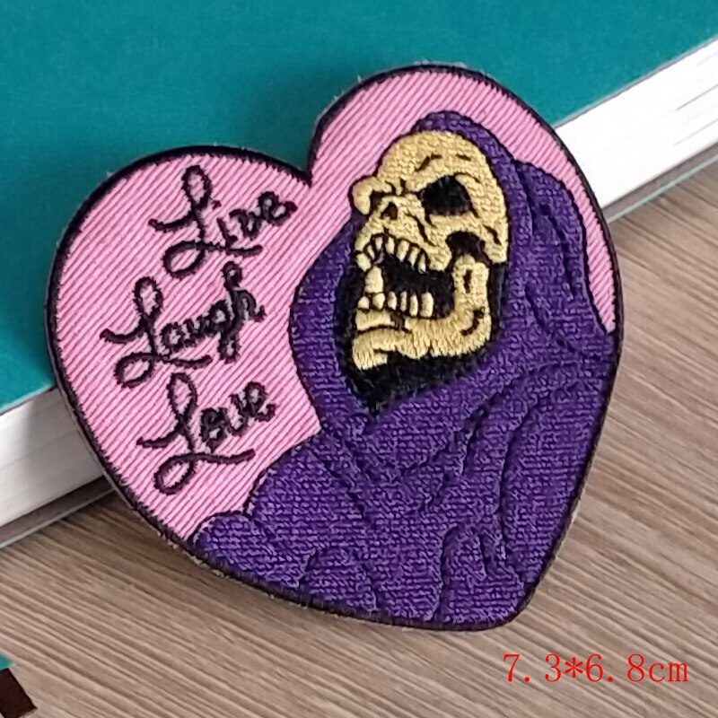 Parches bordados de calavera Punk para planchar en ropa, Parche de gusano de arena para coser en la prenda decoración para ropa