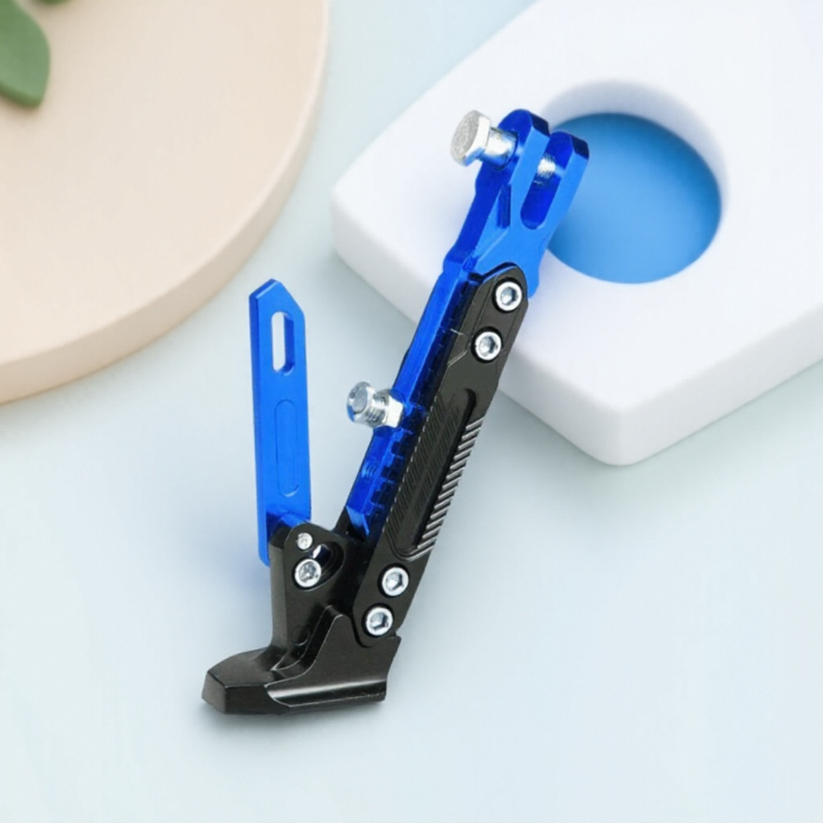 Soporte lateral de pie ajustable para motocicleta eléctrica, soporte de estacionamiento, accesorios de motocicleta, soporte lateral estable: Azul