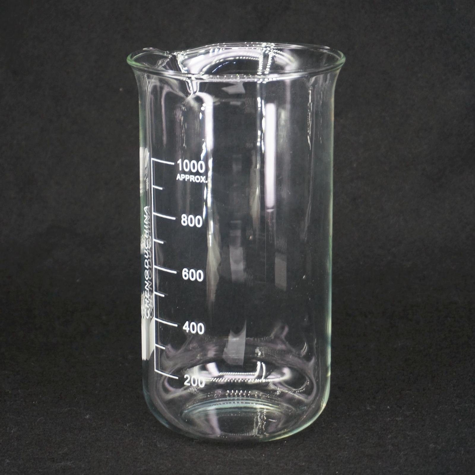 1000 Ml Tall Vorm Beker Chemie Laboratorium Borosilicaatglas Transparante Beker Verdikte Met Uitloop