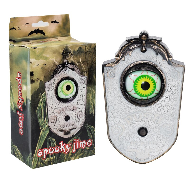 Halloween Doorbell Rotating Eyes Decor With Spooky Sounds Talking Doorbell With Lightup Eyeball Prop For Party House: White-a