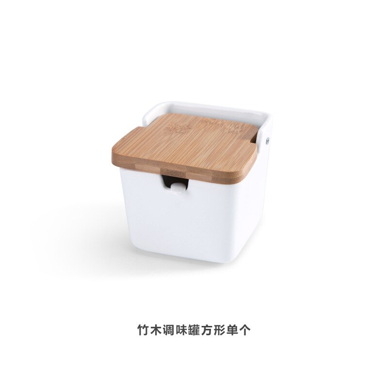 Ceramic Jars with Bamboo Lid Kitchen Cereal Dispenser Multi-function Heat Resistant Spices Containers Bottles with Tray: A-1pc