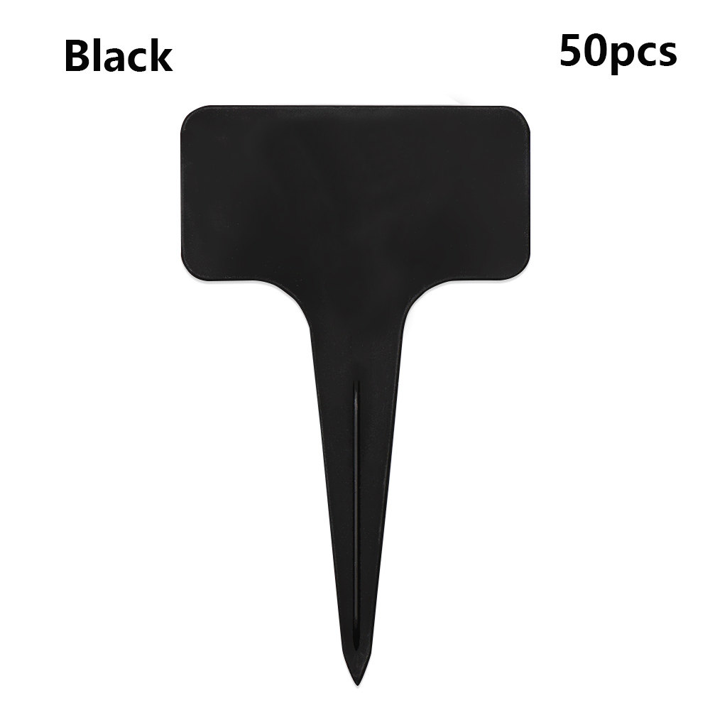 50PCS/Pack Reusable Plastic Garden Tools Farm Seedling Mark Plant Tag T-shape Flower Sign Plate Gardening Labels: Black