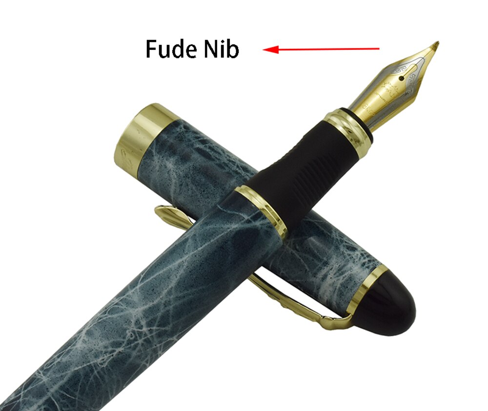 Jinhao X450 Metalen Kalligrafie Gebogen Nib Vulpen 450 Geavanceerde Klassieke Inkt Pen met Gouden Clip voor Kantoor School Thuis praktijken: Marble Blue