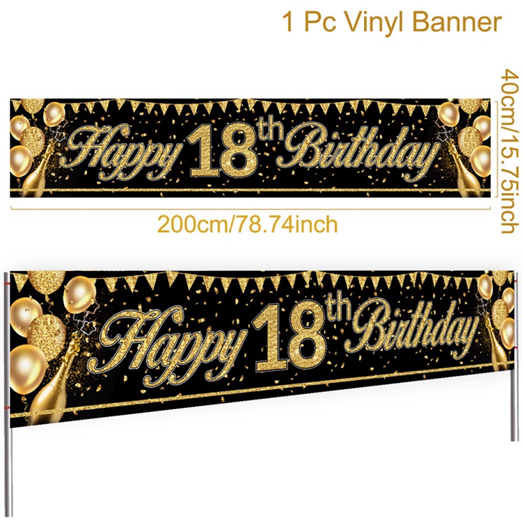 18 21 60 70 años pancartas de feliz cumpleaños decoraciones para de cumpleaños adultos negro oro suministros para de aniversario accesorios para fotos