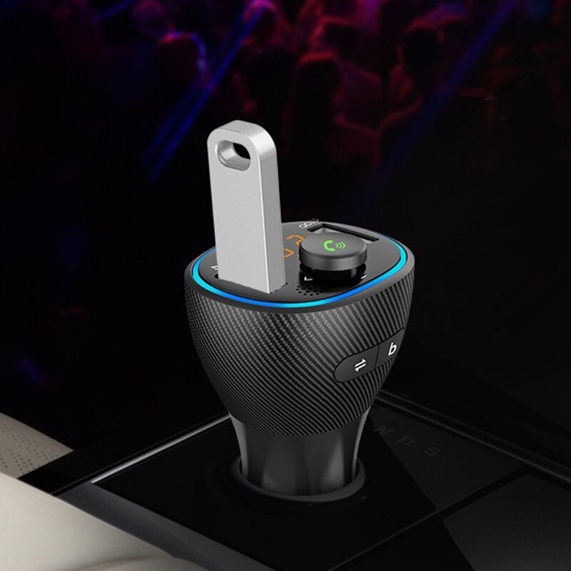 Car Kit Handsfree Wireless FM Transmitter PD18W& QC3.0 One Key Bass Bass Music XXFF