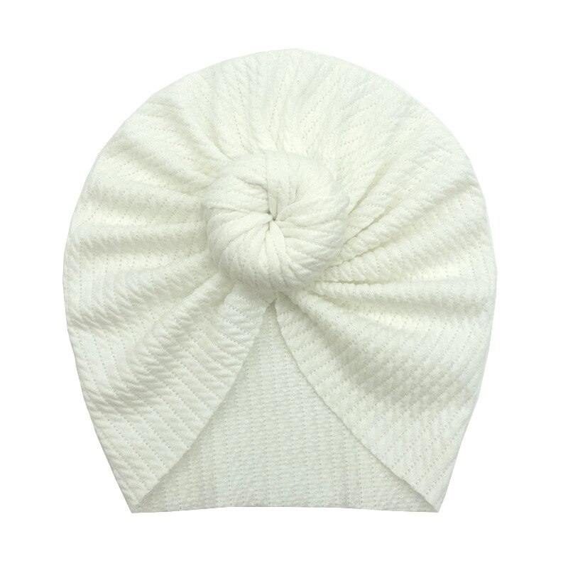 Turban doux pour bébé fille, chapeau pour -né, couleur unie, automne et hiver: white