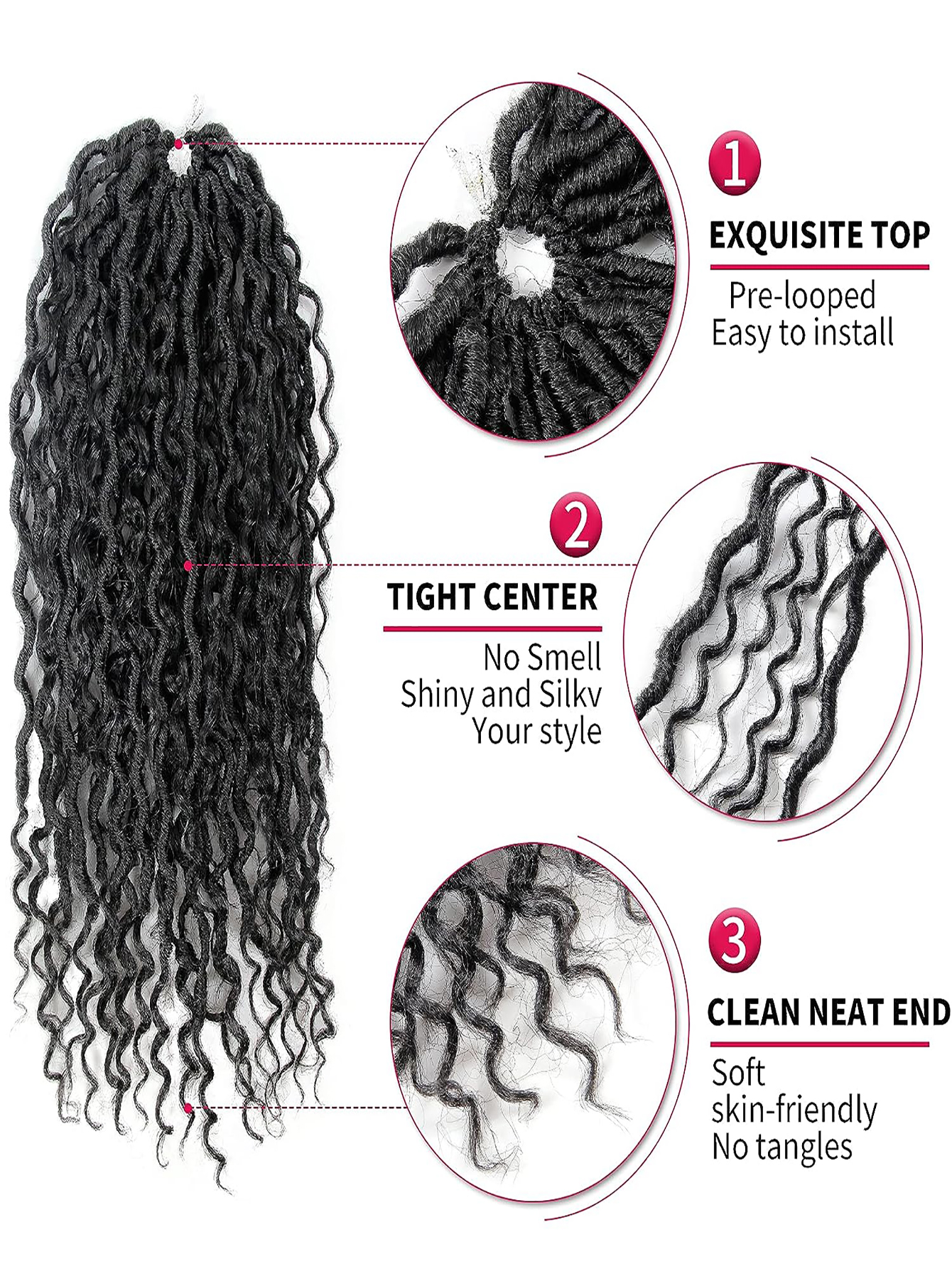 Goddess Locs Crochet Hair Pre Looped for Women, Boho Crochet Locs with Curly Ends