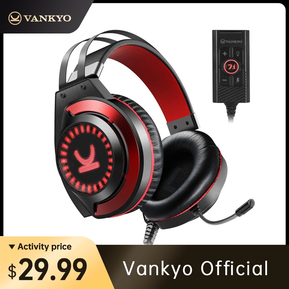 VANKYO casque de jeu CM7000 authentique 7.1 stéréo filaire casque de jeu avec suppression de bruit micro mémoire mousse oreillettes pour PC