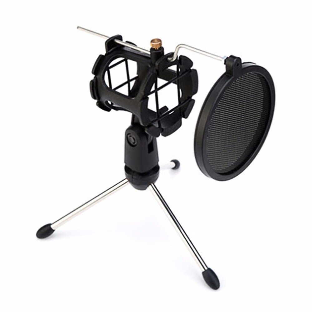 Microfoon Statief Stand Opvouwbare Desktop Microfoon Beugel met Shock Mount Mic Houder Clip Filter