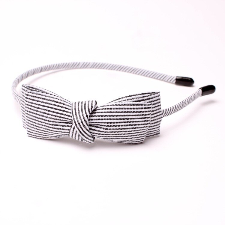 Korea Striped Bow Headband for Women Rhinestone Hairband Beads Bezel Girls Hair Accessories Simple Headwear: 01