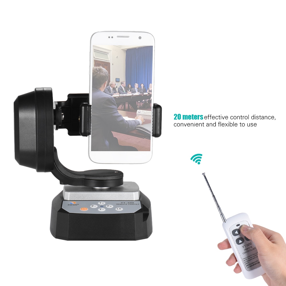 Zifon YT-500 Afstandsbediening Pan Tilt Auto Gemotoriseerde Roterende Video Statiefkop Stabilisator Voor Smartphone Tripod Heads