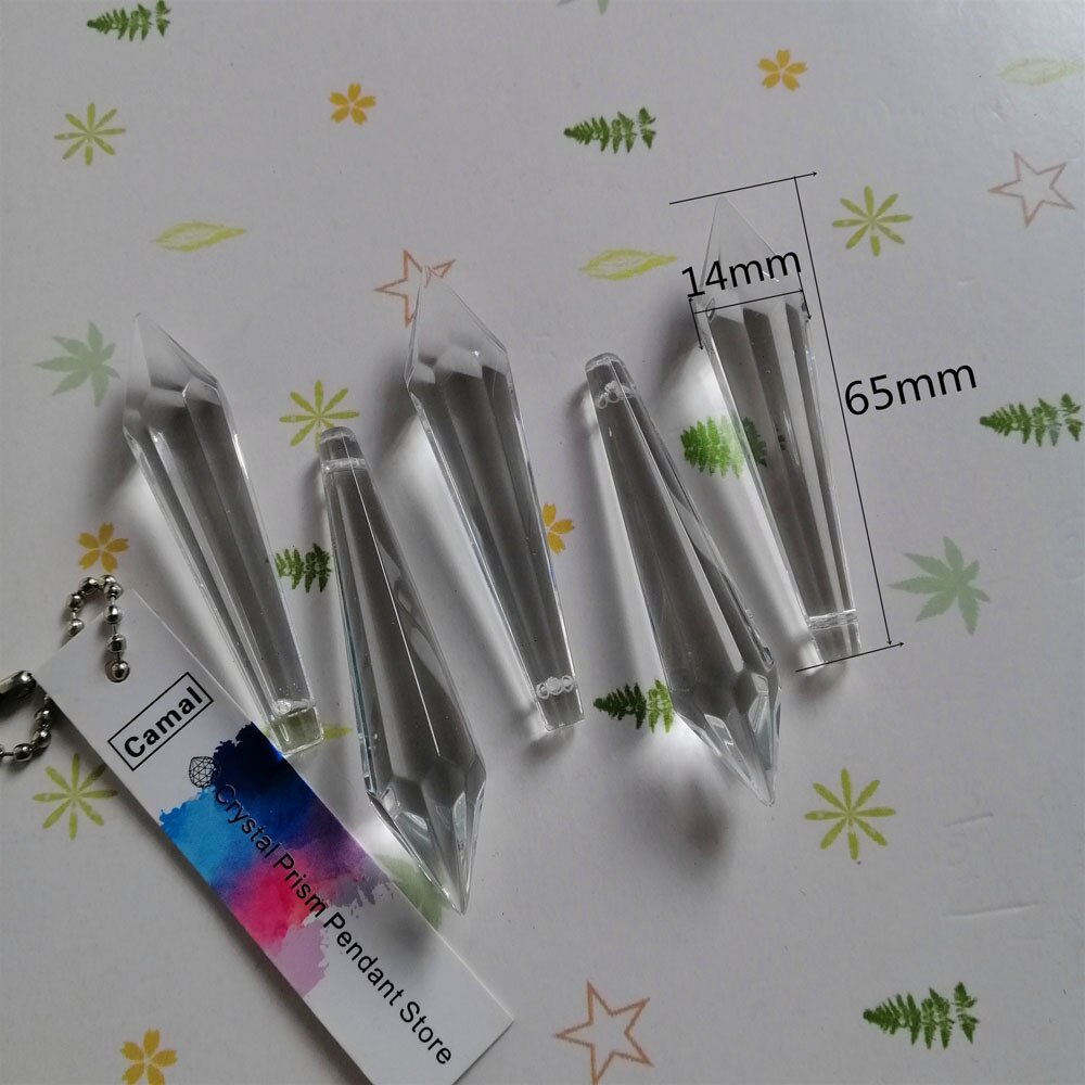 5 st 65mm klart glas kristall istappar ljuskrona lampa prismor spetsiga hänge diy pärla hängande solfångare belysning delar