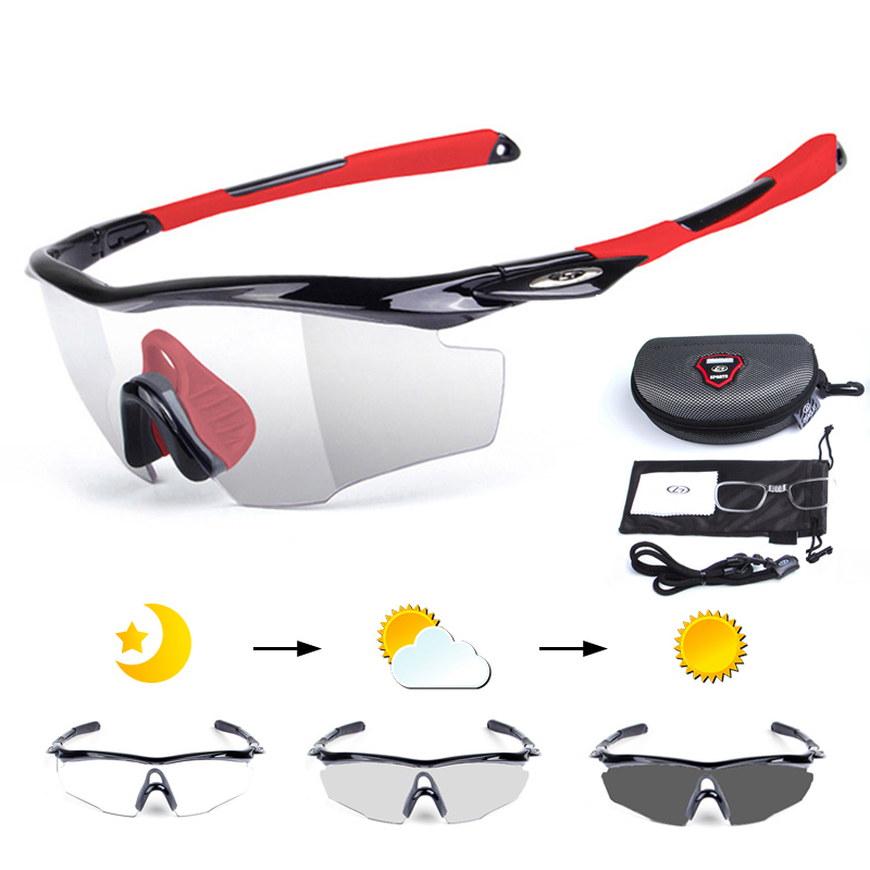 5 unids/set fotocromáticos gafas ciclismo bicicleta gafas hombres mujeres al aire libre deporte MTB gafas de sol gafas de Marco miopía