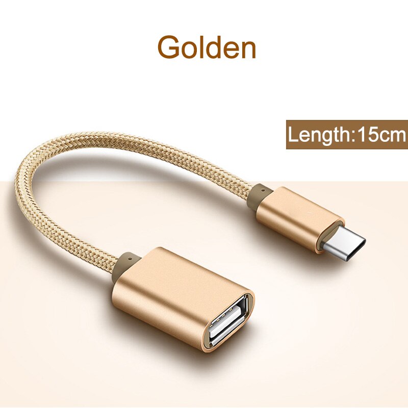 Cable adaptador USB tipo C OTG para Samsung Galaxy A12, A22, A32, A42, A52, A72, A03S, A13, A23, A33, A53, A73, 5G, Cable USB C, convertidor OTG: Oro