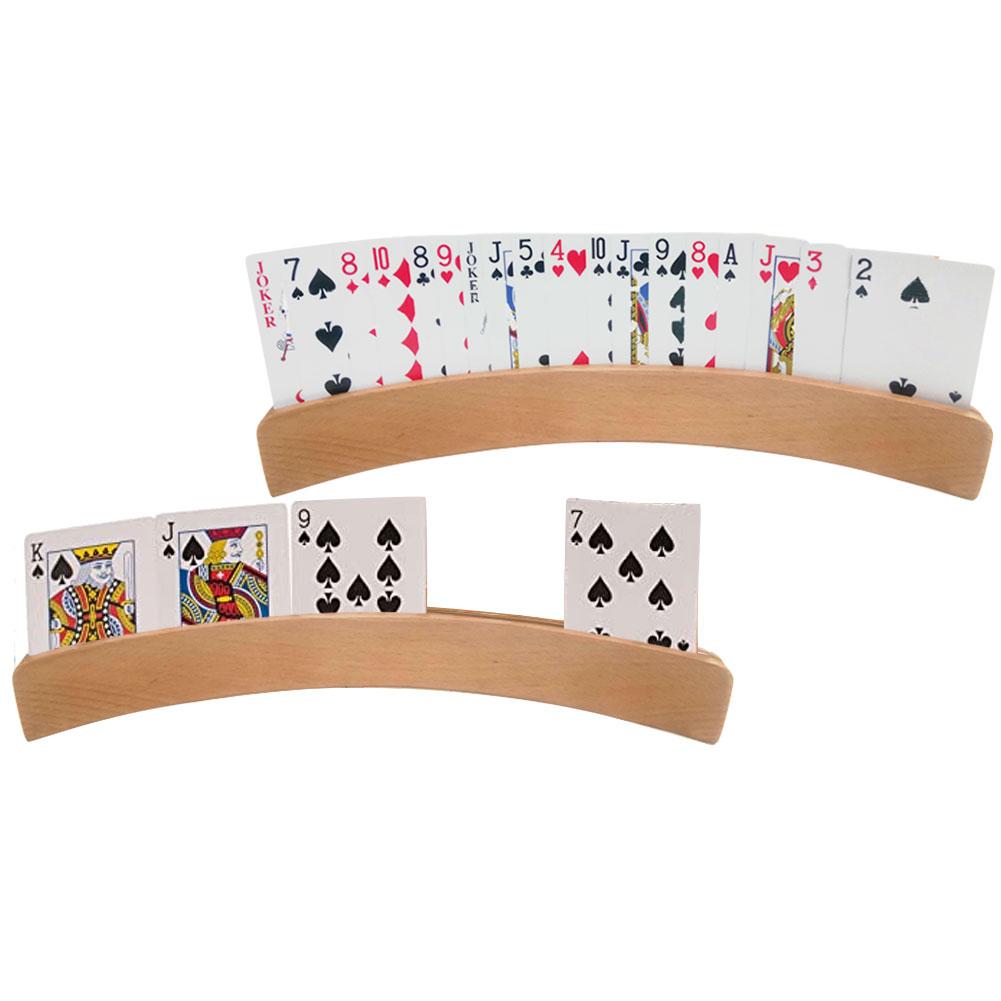 4PCS/Set Wooden Playing Cards Holder Arc Hands-Free Lazy Poker Stand Seat Curved Games Card Holder For Cards Games