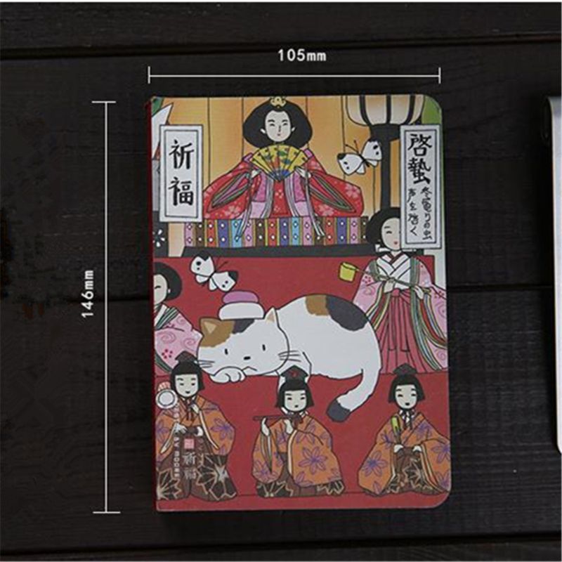 Cute Japanese Cat Notebook Planner Agenda Diary Hard Cover Yearly Monthly Planning Papers Journal Notebook Daily Memos