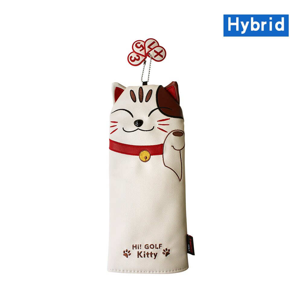 Golf Headcover Lucky Cat Golf Head Cover for Driver Fairway Hybrid Putter PU Leather Protector Magnetic Closure: For Hybrid