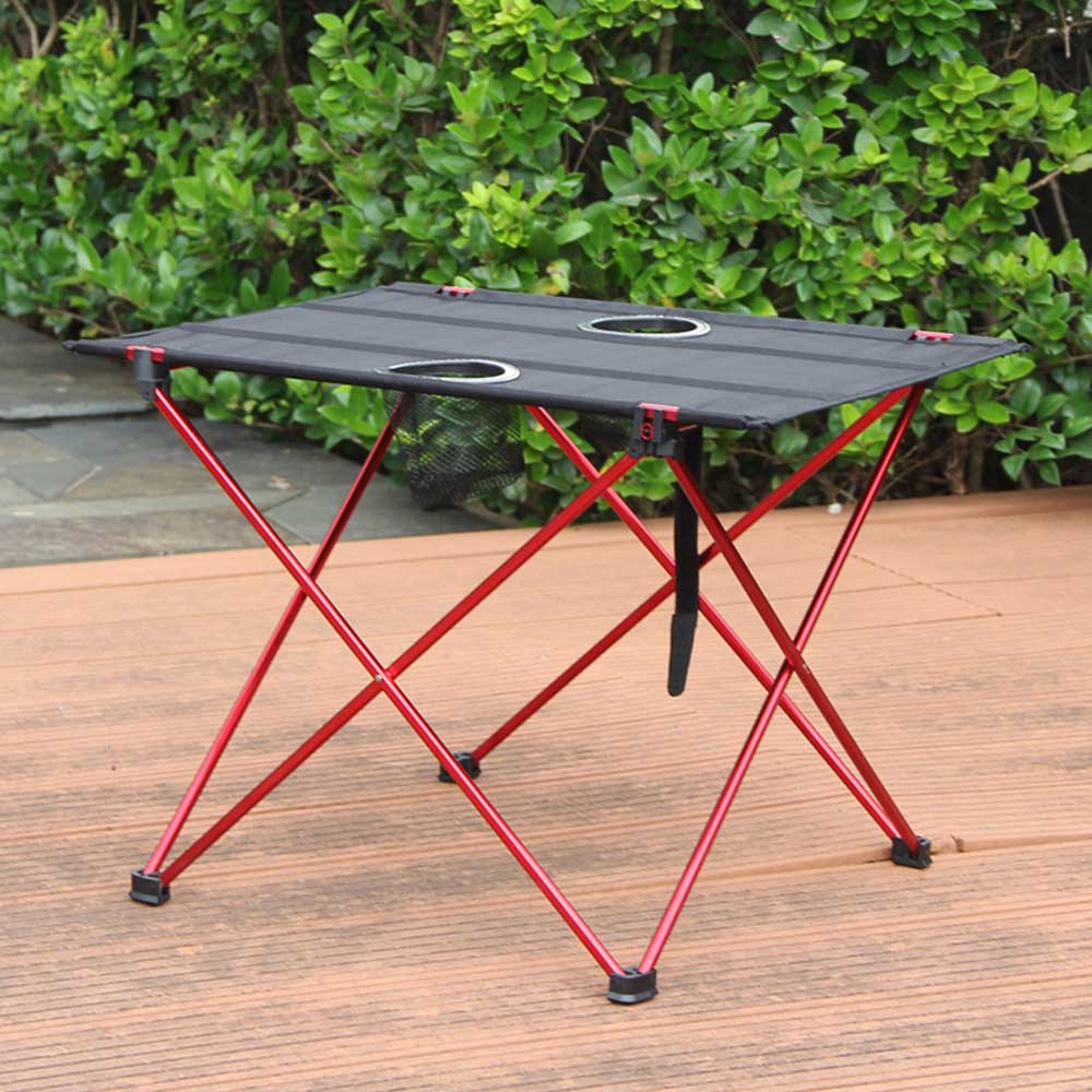 Aluminum Alloy Portable Table Outdoor Furniture Foldable Table with Cup Holder Camping Hiking Desk Outdoor BBQ Picnic Table
