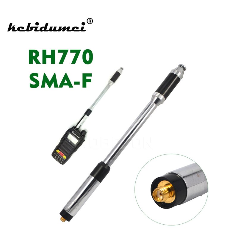 kebidumei SMA-Female RH770 Dual Band Antenna 144MHz/430MHz Handheld Telescopic Radio Antenna for BAOFENG Wouxun/Kenwood etc