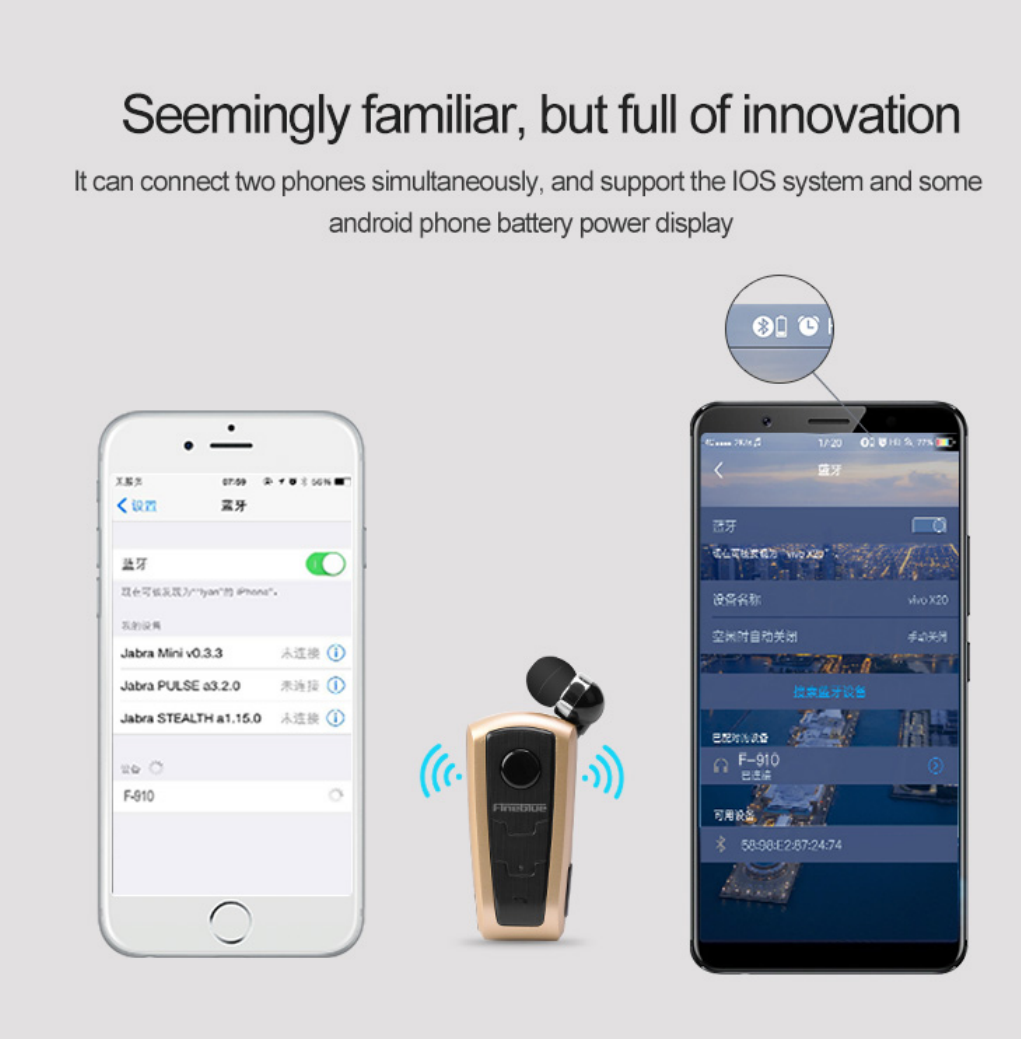 100% Original Fineblue F910 Wireless Bluetooth V4.0 Headset In-Ear Vibrating Alert Wear Clip Hands Free Earphone For Smartphones