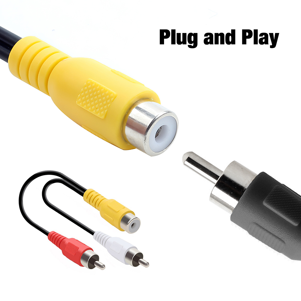 Rca y-adapter 1 rca hann  til 2 rca hann y-splitter digital stereolydkabel til subwoofer, hjemmekino hei-fi - dobbel skjerming