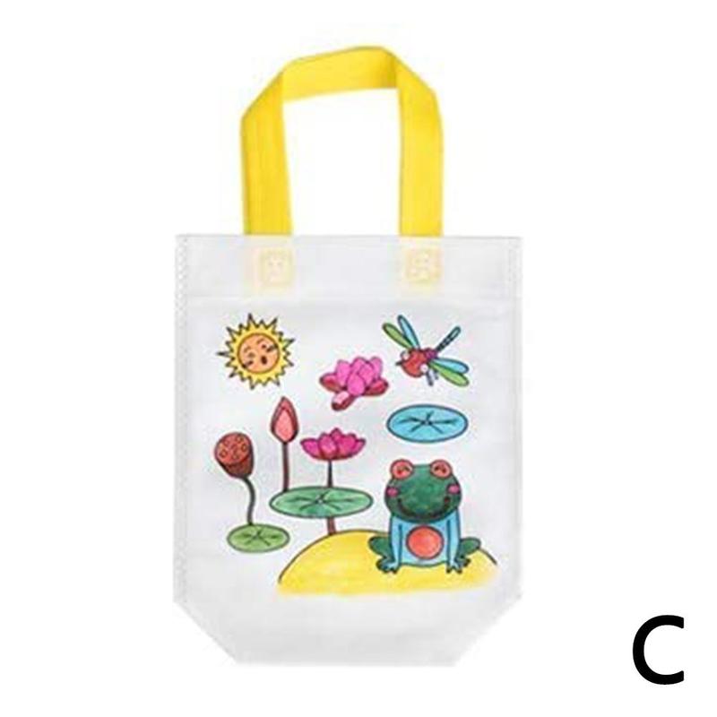 Diy Milieubescherming Graffiti Tas Handgemaakte Voor Kinderen Kleuterschool Puzzels Kinderen Zakken Schilderij Tote U1V5: C