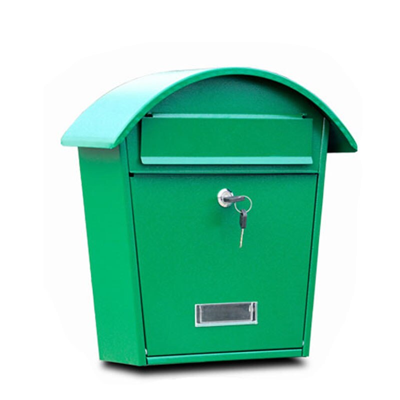Rainproof house model villa metal mailbox stainless steel suggestion box community mailbox: Green