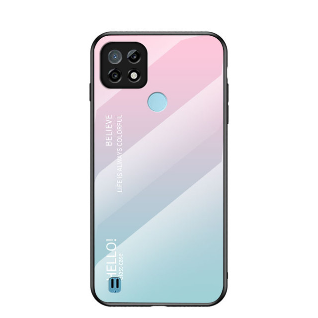 Luxe Gradiënt Gehard Glas Telefoon Case Voor Realme C21 Back Cover Hard Armor Bumper Voor Oppo Realme C21 C 21 6.5 ''RealmeC21: 1