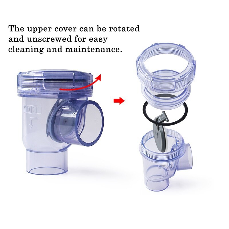 1pc 50mm PVC Blue Transparent Check Valve Anti-Backflow Check Valve Kitchen Sewer Pipe Water Pipe One-Way Valve