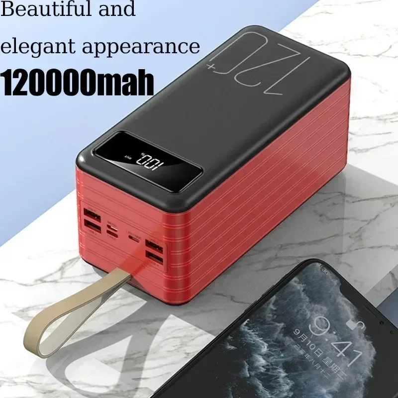 120000mAh Power Bank Fast Charging W/LED Light 120W Portable Power Bank Super External Battery Charger Laptop for Iphone Huawei