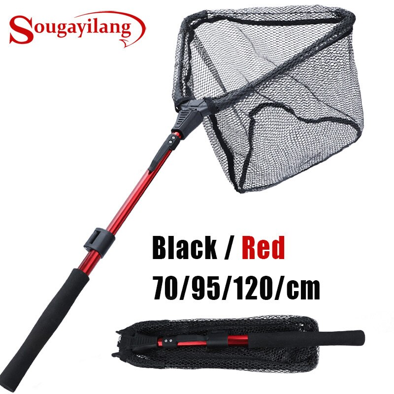 Sougayilang Fishing Net 70/95/120cm Retractable Aluminum Alloy Fishing Net Telescoping Foldable Landing Net for Fly Fishing