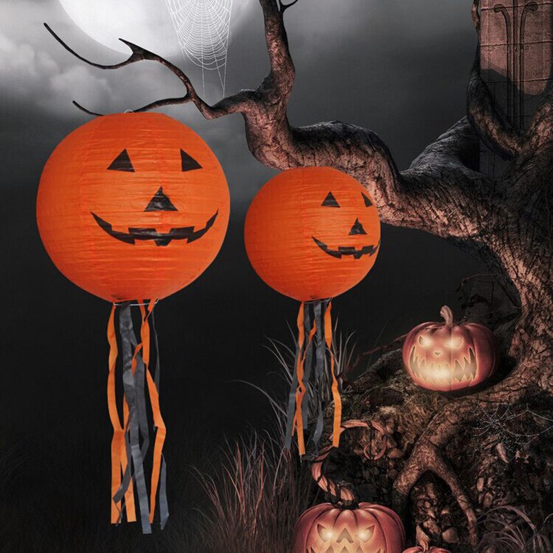 20/30/40cm Festival DIY Decoration Lantern Halloween Paper Pumpkin Hanging Lantern Party Decor Create Horror Atmosphere