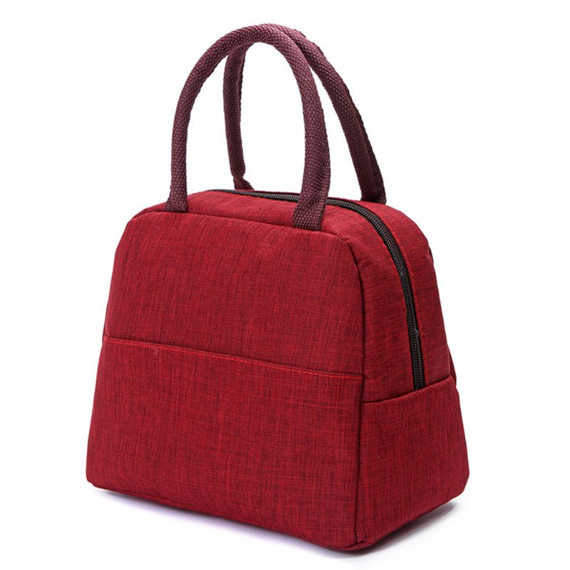 Saco de almoço isolado térmico portátil cor sólida viagem piquenique lancheira bolsa tote para mulher: Vermelho