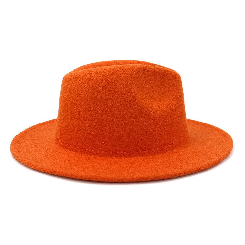 Classic British Fedora Hat Men Wome Orange Woolen Winter Felt Hats Jazz Hat