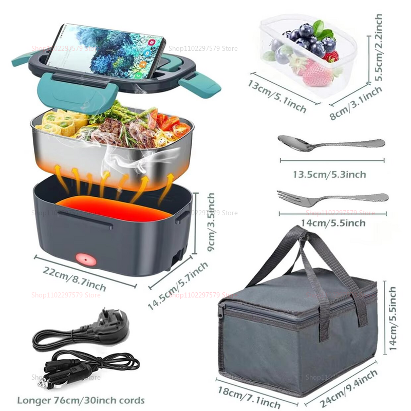 Elektryczny podgrzewacz robić lunchu, samonagrzewający się pojemnik na jedzenie robić biura, akademika, podłączany, termicznie izolowany, przenośny podgrzewacz robić posiłków.
