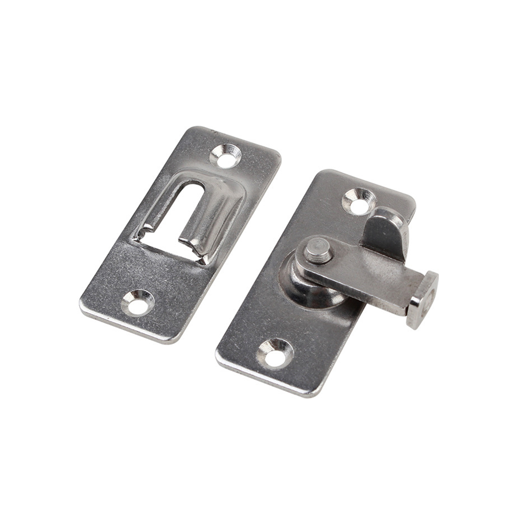 90 Degree Cabinet Home Door Lock Latch Clasp Security Tools Button Stainless Steel Sliding Chain Hotel Shift Push Pull: Default Title