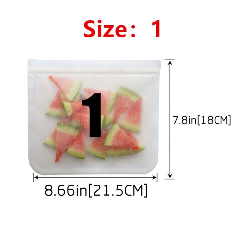 Bolsa reutilizable de silicona para alimentos, paquetes de PEVA para mantener la comida fresca, frutas, a prueba de fugas, con cierre, esmerilada, 12 unidades/juego