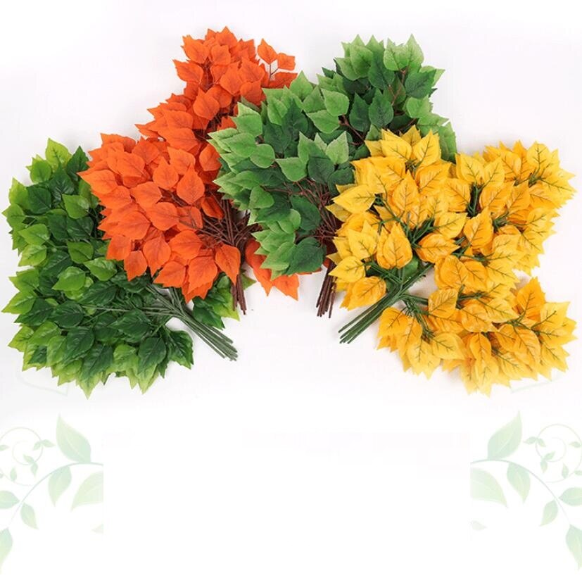 12pcs 55cm Artificial Birch Tree Leaves Branch For Plant Wall Background Wedding Home Hotal Office Bar Decorative