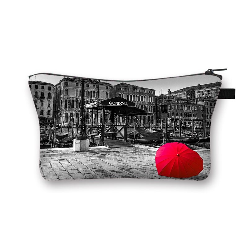 Czerwona i czarna seria kosmetyczka damskie szpilki wzór kosmetyczka o dużej pojemności torba na parasol Rose Make up Cases: shzbredrain9