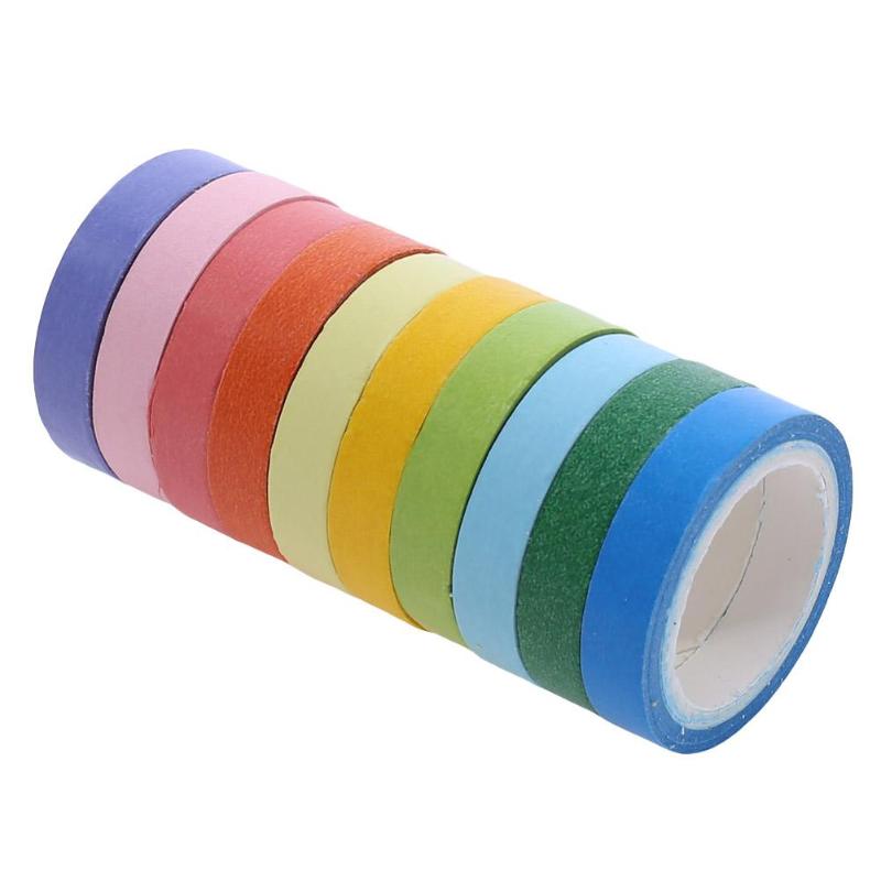 10 farver slik farve skrivbar regnbue papir tape farve klistermærke 10 stk pakke