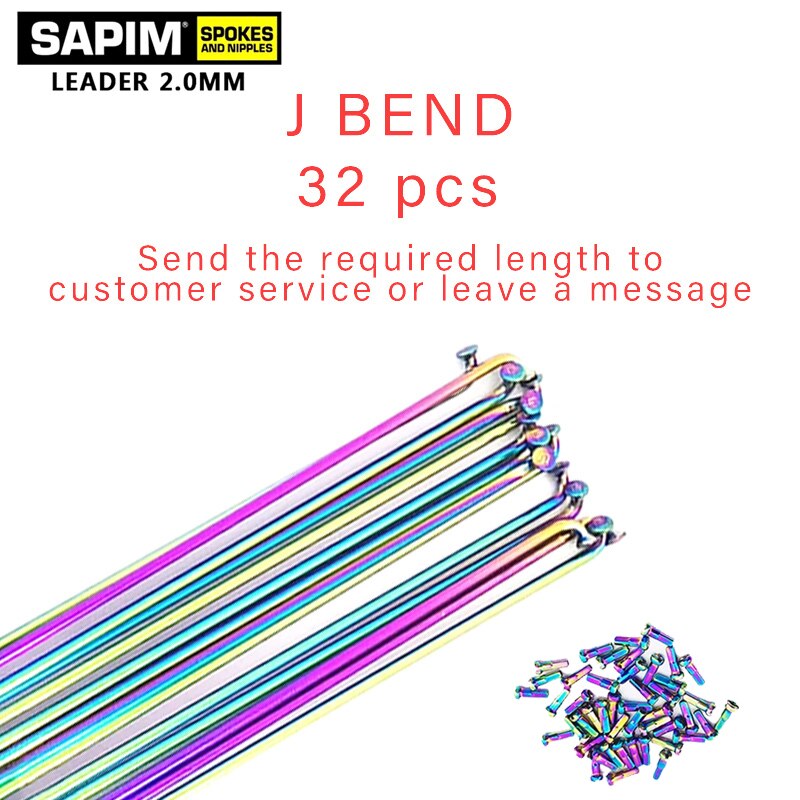 Sapim Leader-radios redondos con tapa de cobre para bicicleta, radios de Color j-bend/Rectos, 2,0: J-BEND 32pcs