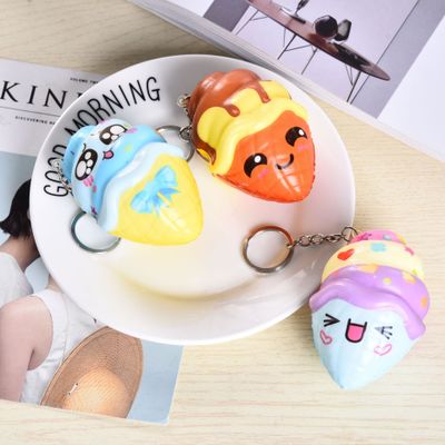 Simulation Perfume Flavor Food Keychain Girl Bag Pendant French French Fries Ice Cream Pizza Decompression Slow Rebound Toy: F