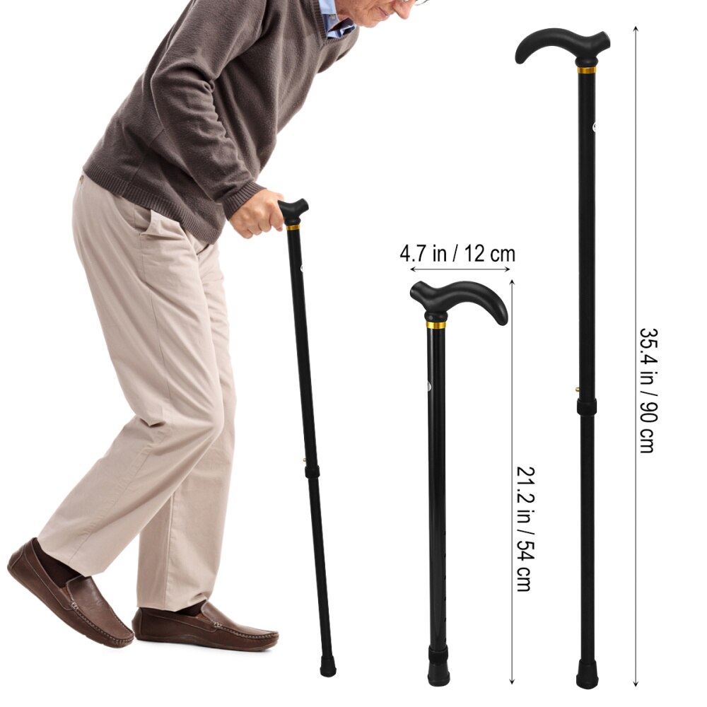 1 Pcs Cane Adjustable Retractable Telescopic 2 Section Walking Stick Tool Cane for Patient Old People