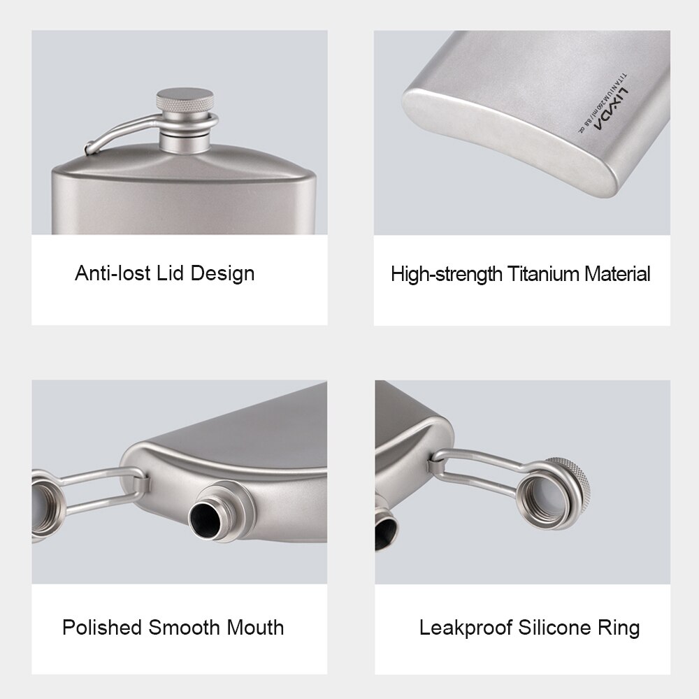 260Ml/200Ml Lekvrij Titanium Fles Alcohol Whisky Wijn Fles Water Fles Voor Outdoor Camping Wandelen Reizen Picknick toerisme