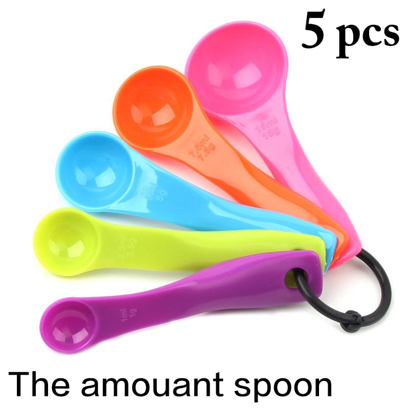 5PCS Colorful Small Measuring Spoon Stackable Plastic Accurate Measure Scoop Measure Teaspoon Mini Coffee Sugar Scoop