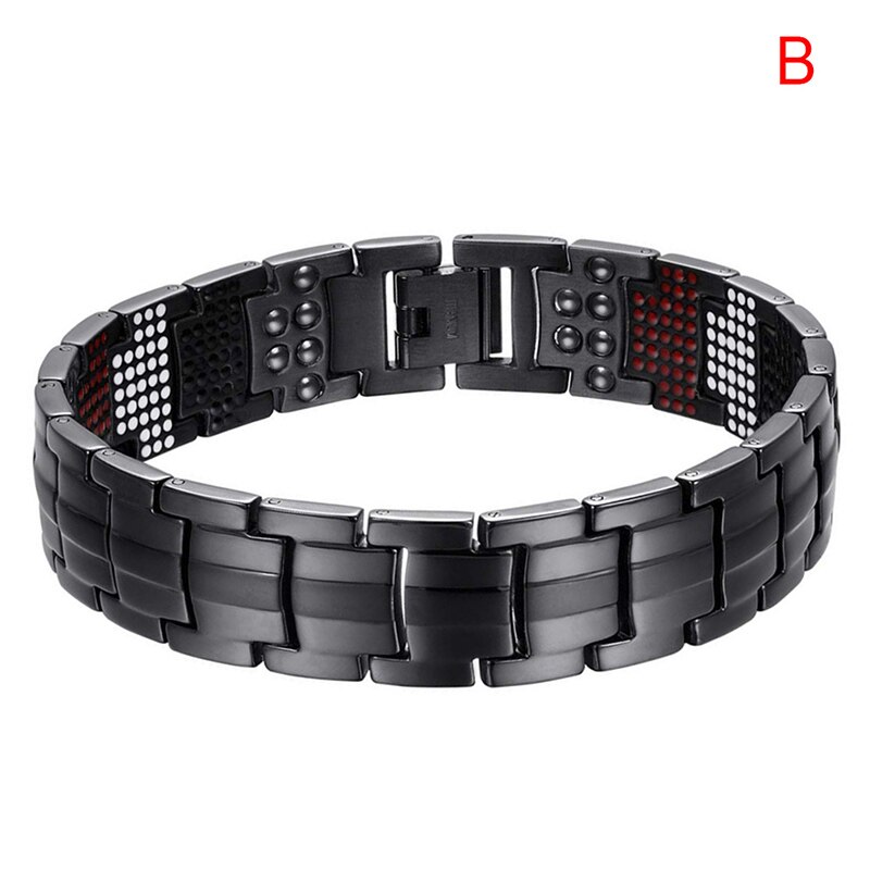 Newly Electroplated black 4-IN-1 Anion Magnetic Bracelet 591 Elements Titanium Men Bracelets