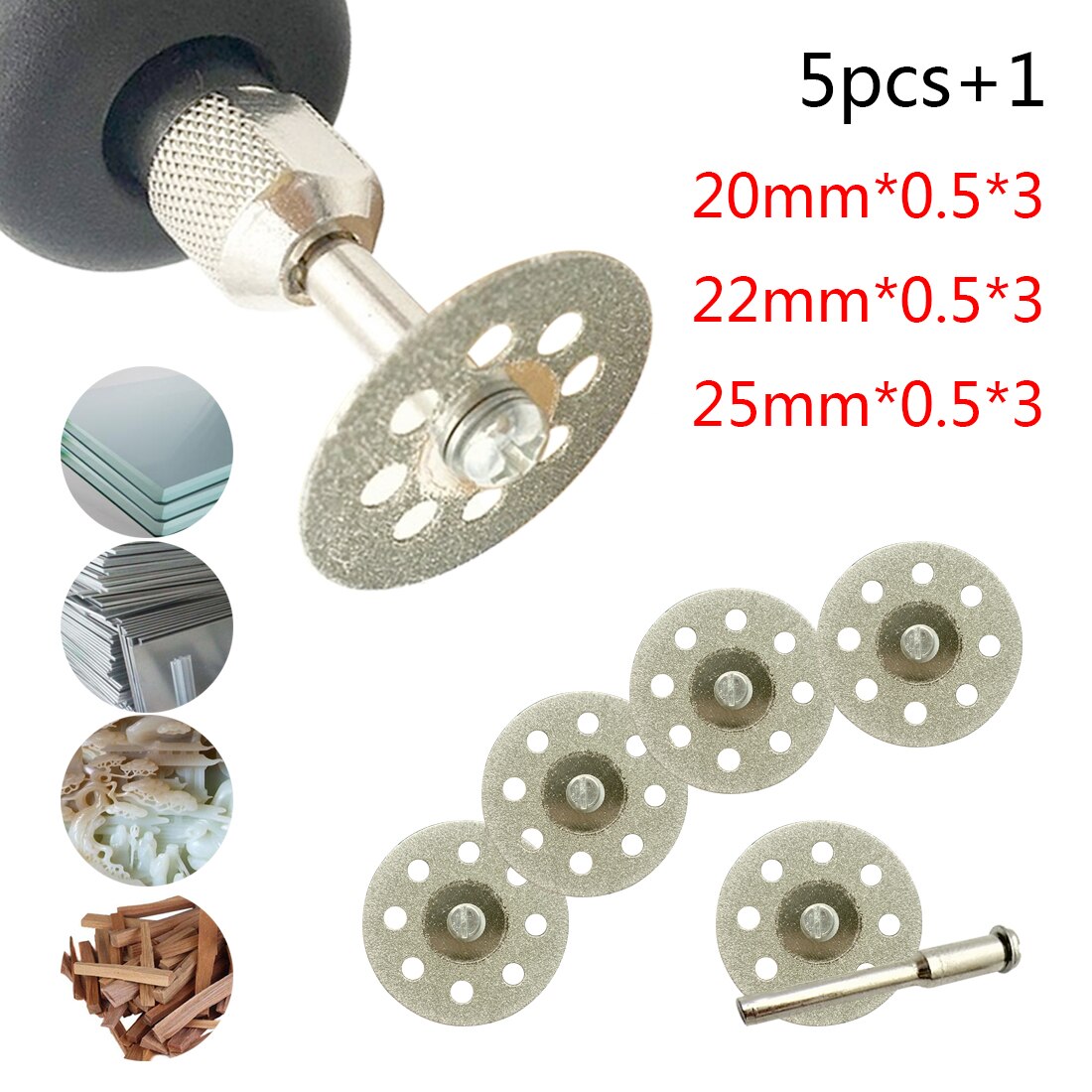 10 Pcs/5 Pcs Mini Diamant Zaagblad Zilver Slijpschijven 20-25 Mm Met Aansluiten Schacht Voor dremel Boor Fit Rotary Tool