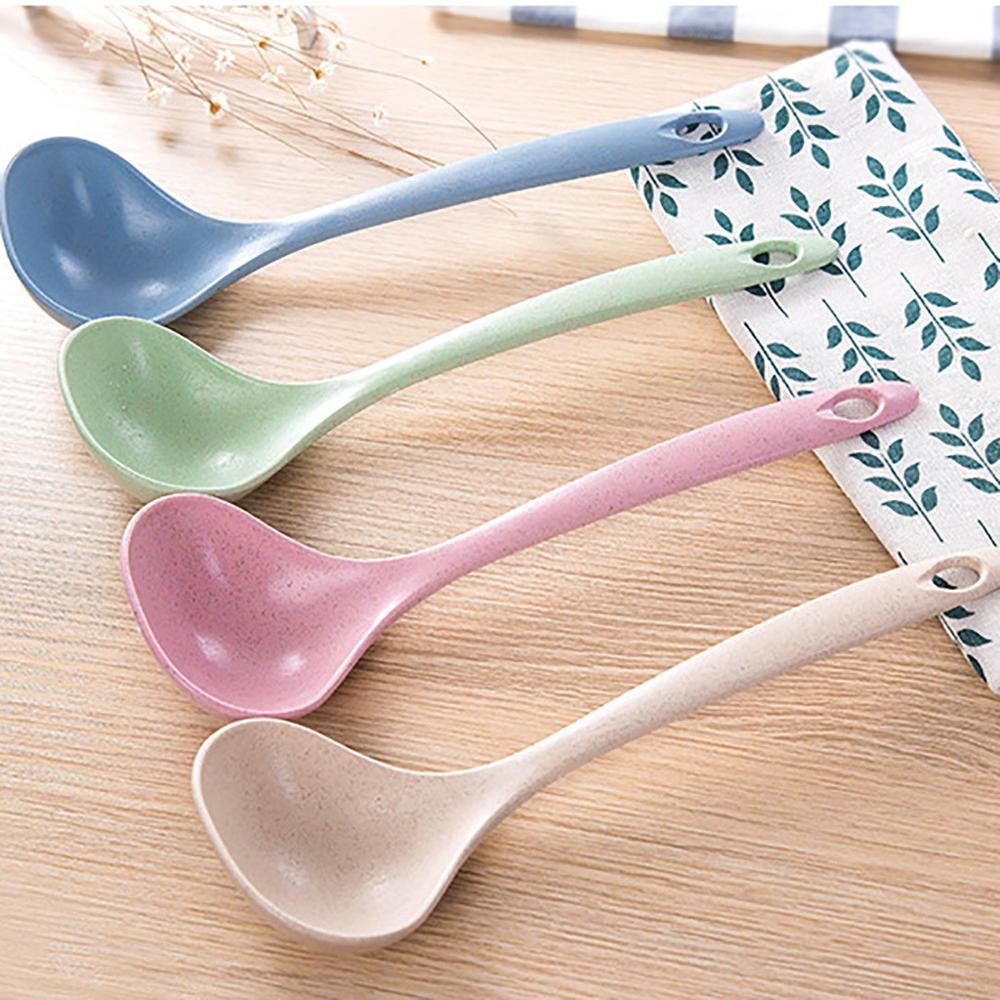 1pc Milieuvriendelijke Tarwe Stro Soep Lepel Rijst Pollepel Maaltijd Diner Scoop Cuchara Cuillere Keuken Accessoires Thuis Restaurant Q3